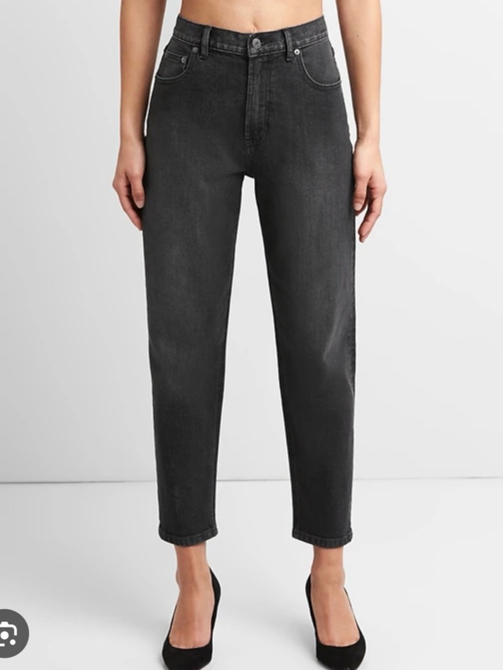 Gap High Rise Mom Jean in Black Wash Denim